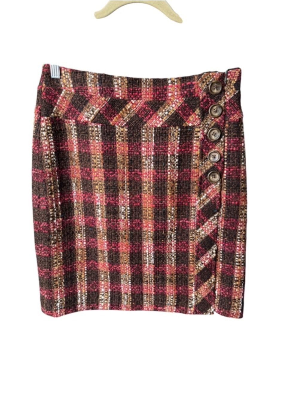 Women's Ann Taylor LOFT Plaid Mini Skirt Size 4 Brown Red